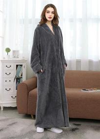 img 2 attached to Cozy and Stylish Womens Fleece Robe with Pockets - Zippered Long Bathrobe for Women