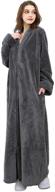 cozy and stylish womens fleece robe with pockets - zippered long bathrobe for women logo