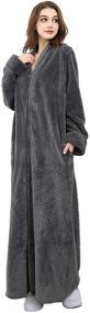 img 4 attached to Cozy and Stylish Womens Fleece Robe with Pockets - Zippered Long Bathrobe for Women