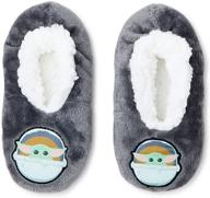 👶 cozy up in style with star wars baby yoda in pod boys fuzzy babba slippers! logo
