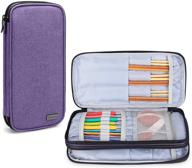 🧶 10-inch knitting needles case by teamoy - travel organizer bag for circular & straight needles, crochet hooks, and accessories - purple (accessories not included) logo