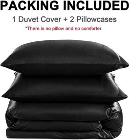 img 1 attached to 🛏️ Vonty Full/Queen Size Black Silk Like Satin Bedding Set with Zipper Closure - 3-Pieces Satin Duvet Cover Set (1 Duvet Cover + 2 Pillowcases)