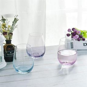 img 2 attached to 🍷 Vibrant Splash Stemless Wine Glass Set of 6 - Perfect Festive Gift for Weddings, Birthdays & Parties!