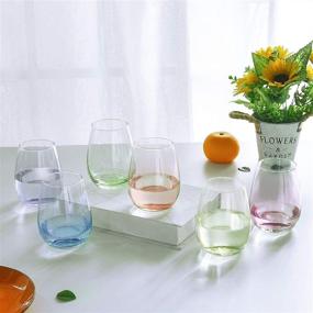 img 3 attached to 🍷 Vibrant Splash Stemless Wine Glass Set of 6 - Perfect Festive Gift for Weddings, Birthdays & Parties!