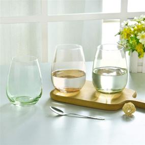 img 1 attached to 🍷 Vibrant Splash Stemless Wine Glass Set of 6 - Perfect Festive Gift for Weddings, Birthdays & Parties!