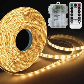 img 4 attached to 🔌 Convenient Remote-Controlled Battery Led Strip Lights - Waterproof 9.8FT 90Led Warm White LEDs for Closet, Cabinet, Christmas & More!