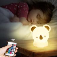 🐻 bear kids night light, cute baby toddler girl nursery silicone animal led color changing koala gifts lamp, portable squishy soft night light for children, kawaii room decor boy with remote control, ideal birthday gift logo