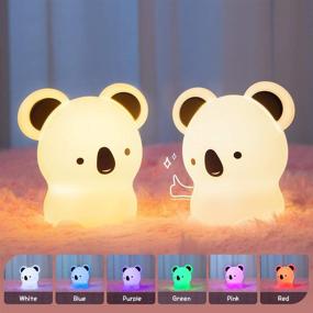 img 3 attached to 🐻 Bear Kids Night Light, Cute Baby Toddler Girl Nursery Silicone Animal LED Color Changing Koala Gifts Lamp, Portable Squishy Soft Night Light for Children, Kawaii Room Decor Boy with Remote Control, Ideal Birthday Gift