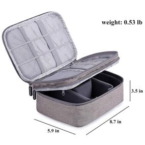 img 1 attached to 👜 Rownyeon Waterproof Travel Makeup Bag - Portable Cosmetic Train Case Organizer with Adjustable Dividers for Cosmetics, Makeup Brushes, Toiletries, Jewelry, and Digital Accessories - Small (Grey)