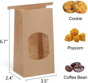 img 3 attached to 🛍️ Eupako 3.54x2.36x6.7" Bakery Bags with Window - 50 PCS Brown Tin Tie Tab Lock Bags Kraft Paper Bags for Cookies, Coffee - Includes 50 PCS Handmade Stickers