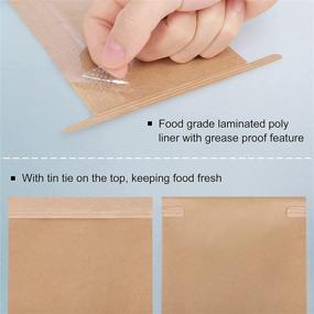 img 2 attached to 🛍️ Eupako 3.54x2.36x6.7" Bakery Bags with Window - 50 PCS Brown Tin Tie Tab Lock Bags Kraft Paper Bags for Cookies, Coffee - Includes 50 PCS Handmade Stickers