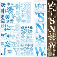 🎄 enhance your christmas décor with 12 large reusable snowflake stencils - perfect for wood, door, porch and home painting! includes alphabet and flower stencils logo