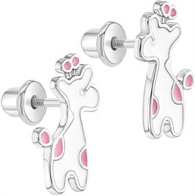 img 3 attached to 🦒 Adorable Rhodium Plated Giraffe Earrings – Perfect Animal Themed Jewelry for Little Girls