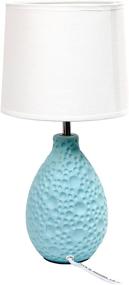 img 2 attached to 🔵 LT2003-BLU Texturized Stucco Ceramic Oval Table Lamp in Blue by Simple Designs Home