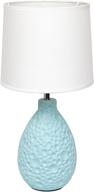 🔵 lt2003-blu texturized stucco ceramic oval table lamp in blue by simple designs home логотип