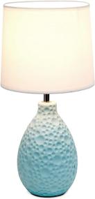 img 3 attached to 🔵 LT2003-BLU Texturized Stucco Ceramic Oval Table Lamp in Blue by Simple Designs Home