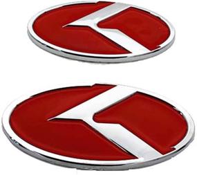 img 1 attached to Liudong Store 2PCS Compatible With KIA Emblem With Front Tailgate Emblem Compatible With KIA 2011-2020 Optima K5 Car Accessories (Red)