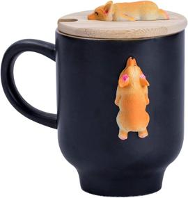 img 4 attached to 🐶 Black Matte Corgi Mug - Bamboo Lid, Handcrafted Corgi Gifts for Corgi Lovers - Cute Coffee & Tea Cup, Perfect Novelty Gift (12oz, 350ML) - Black Corgi Design