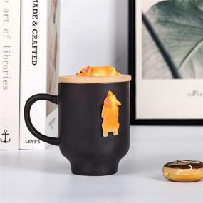 img 2 attached to 🐶 Black Matte Corgi Mug - Bamboo Lid, Handcrafted Corgi Gifts for Corgi Lovers - Cute Coffee & Tea Cup, Perfect Novelty Gift (12oz, 350ML) - Black Corgi Design