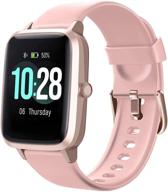 📱 smart watch for android/samsung/iphone: waterproof fitness tracker with full-touch color screen, heart rate & sleep monitor - pink logo