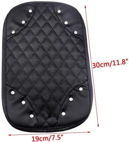 img 2 attached to 💎 Pursuestar Bling Crystal Black PU Leather Armrest Center Console Cushion Lid Handrail Box Pad Cover Soft Case Car Decor Accessories Embellished for Women - Universal