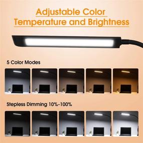 img 3 attached to 💡 KEDSUM Flexible Gooseneck LED Desk Lamp with Clamp, Touch & Remote Control, 10W Eye-Care Architect Table Lamp for Office/Home, 5 Color Modes, 5-Level Brightness & Memory Function