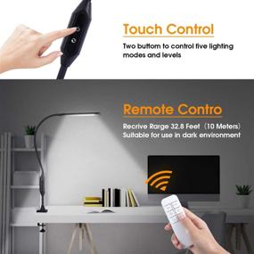 img 2 attached to 💡 KEDSUM Flexible Gooseneck LED Desk Lamp with Clamp, Touch & Remote Control, 10W Eye-Care Architect Table Lamp for Office/Home, 5 Color Modes, 5-Level Brightness & Memory Function