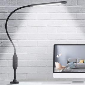img 4 attached to 💡 KEDSUM Flexible Gooseneck LED Desk Lamp with Clamp, Touch & Remote Control, 10W Eye-Care Architect Table Lamp for Office/Home, 5 Color Modes, 5-Level Brightness & Memory Function