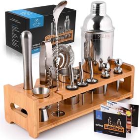 img 4 attached to 🍸 Zulay 24-Piece Stainless Steel Bartender Kit - Professional Bar Set with 24oz Cocktail Shaker and Accessories - Bamboo Stand and Recipe Booklet Included for Mixed Drinks