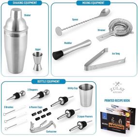 img 3 attached to 🍸 Zulay 24-Piece Stainless Steel Bartender Kit - Professional Bar Set with 24oz Cocktail Shaker and Accessories - Bamboo Stand and Recipe Booklet Included for Mixed Drinks