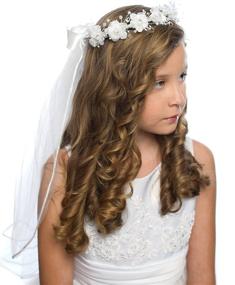 img 3 attached to 🌸 Stunning White Floral Wreath Veil for Girls' First Communion - OLIVIA KOO Product