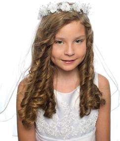 img 4 attached to 🌸 Stunning White Floral Wreath Veil for Girls' First Communion - OLIVIA KOO Product