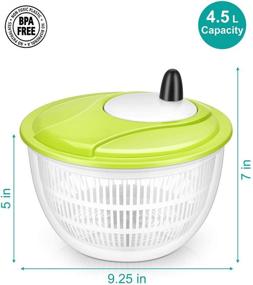 img 3 attached to Lougnee Premium Large Salad Spinner: Efficient 5-Quart Vegetable Washer with Bowl