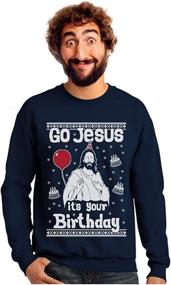 img 4 attached to Go Jesus It's Your Birthday Ugly Christmas Sweater Style Men's Sweatshirt - Festive Holiday Apparel for Christian Men