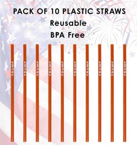 img 3 attached to Trump Straws (New Edition Straws) - Red and White Reusable Plastic Drinking Straws - Pack of 10