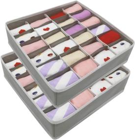 img 4 attached to 🧦 Efficient Drawer Organizer Divider for Socks, Underwear, Handkerchiefs, Ties, and Belts - 2 Pack Grey-White Foldable Fabric Storage Solution