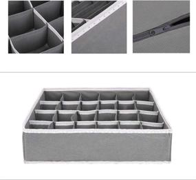 img 3 attached to 🧦 Efficient Drawer Organizer Divider for Socks, Underwear, Handkerchiefs, Ties, and Belts - 2 Pack Grey-White Foldable Fabric Storage Solution