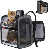 hanjo pets cat backpack expandable - ultimate comfort and convenience for small dogs and cats - premium 🐱 expandable pet carrier backpack with mesh design, perfect for traveling and adventure - escape proof leash and breathable construction included logo