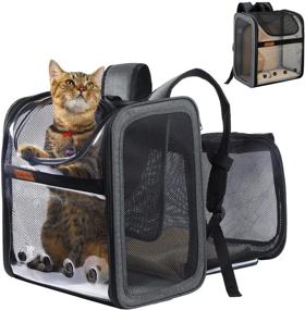 img 4 attached to Hanjo Pets Cat Backpack Expandable - Ultimate Comfort and Convenience for Small Dogs and Cats - Premium 🐱 Expandable Pet Carrier Backpack with Mesh Design, Perfect for Traveling and Adventure - Escape Proof Leash and Breathable Construction Included