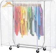 👕 hersent clear garment rack cover - 71" l - waterproof & dustproof - 2 zippers - foldable wardrobe protector логотип