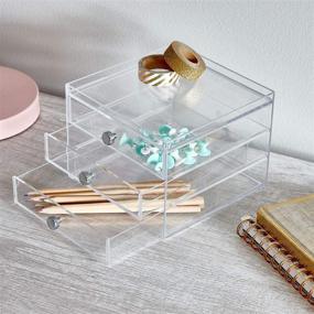 img 2 attached to 🗄️ Ideal Compact Slim Storage Drawers for Cosmetics & Supplies: iDesign 3 Plastic Vanity Set - 6.5" x 7" x 5