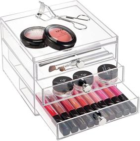 img 1 attached to 🗄️ Ideal Compact Slim Storage Drawers for Cosmetics & Supplies: iDesign 3 Plastic Vanity Set - 6.5" x 7" x 5