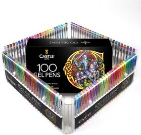 img 2 attached to 🖍️ Castle Art Supplies 100 Gel Pens Set: A Versatile Collection for Adult Artists and Beginners - Perfect for Coloring, Drawing, Scrapbooking and Writing - Includes Swirl, Pastel, Metallic, Glitter and Neon Gels in a Convenient Case