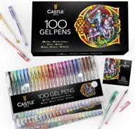 🖍️ castle art supplies 100 gel pens set: a versatile collection for adult artists and beginners - perfect for coloring, drawing, scrapbooking and writing - includes swirl, pastel, metallic, glitter and neon gels in a convenient case logo