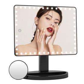 img 4 attached to 💡 Portable Rechargeable Lighted Makeup Vanity Mirror with 45 LED Lights: FUNTOUCH Large Light Up 1X/10X Magnifying Mirror, Touch Screen, 360° Rotation - Black