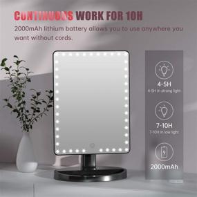 img 2 attached to 💡 Portable Rechargeable Lighted Makeup Vanity Mirror with 45 LED Lights: FUNTOUCH Large Light Up 1X/10X Magnifying Mirror, Touch Screen, 360° Rotation - Black