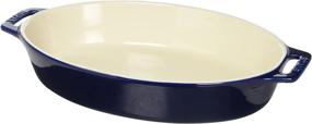 img 1 attached to 🍽️ Керамическая печь OVAL STAUB темно-синего цвета, 11 дюймов: улучшите свои кулинарные творения!