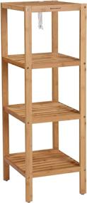 img 4 attached to Versatile and Stylish SONGMICS 100% Bamboo Bathroom Shelf 🎋 - 4-Tier Storage Rack (38.6 x 13 x 13 Inches)