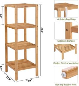 img 1 attached to Versatile and Stylish SONGMICS 100% Bamboo Bathroom Shelf 🎋 - 4-Tier Storage Rack (38.6 x 13 x 13 Inches)