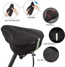 img 1 attached to MYXINHOB Wide Bike Seat Cushion Cover: Comfortable Extra Large Memory Foam Gel Bicycle Seat Covers for Men and Women – Fits Exercise Bikes, Spin Bikes, Cruiser Bicycles, and Stationary Bikes